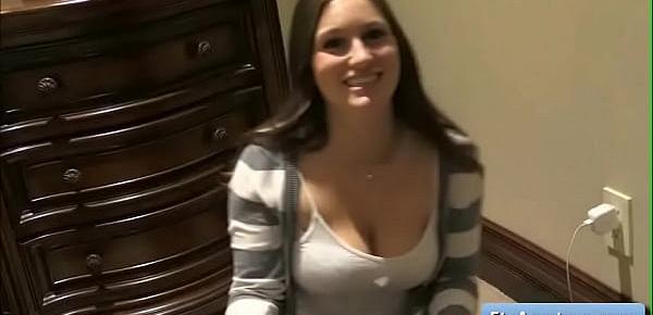  Sexy natural big tit brunette amateur Summer tries different sexy dresses and show her nice boobs and juicy pussy